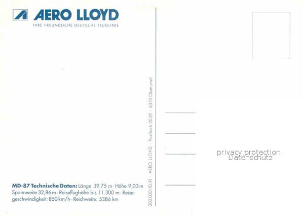 Flugzeuge Zivil Aero Lloyd Mc Donnell Douglas MD-87 – Bild 2