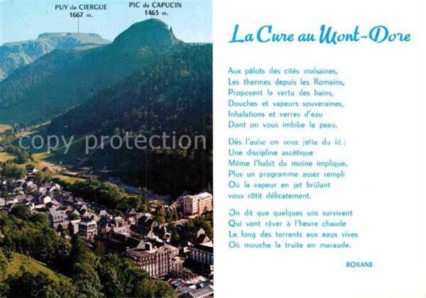 Gedicht auf AK La Cure au Mont-Dore Roxane