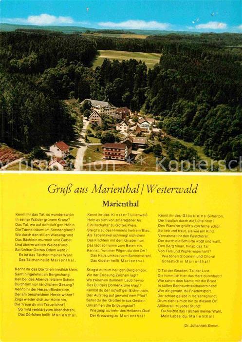 Gedicht auf AK Marienthal Westerwald Dr. Johannes Simo