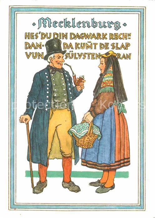 Trachten Mecklenburg Zeichnung Prof. Wilhelm Pet