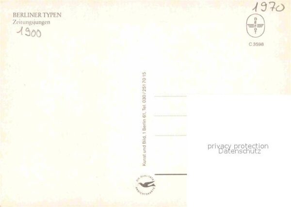 Kuenstlerkarte F. Bersch Typen Berlin 1900 Zeitungsjun – Bild 2