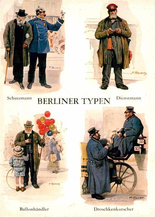 Kuenstlerkarte F. Bersch Typen Berlin 1900 Schutzmann