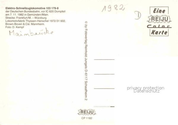 Eisenbahn Elektro-Schnellzuglokomotive 103 179-8 – Bild 2