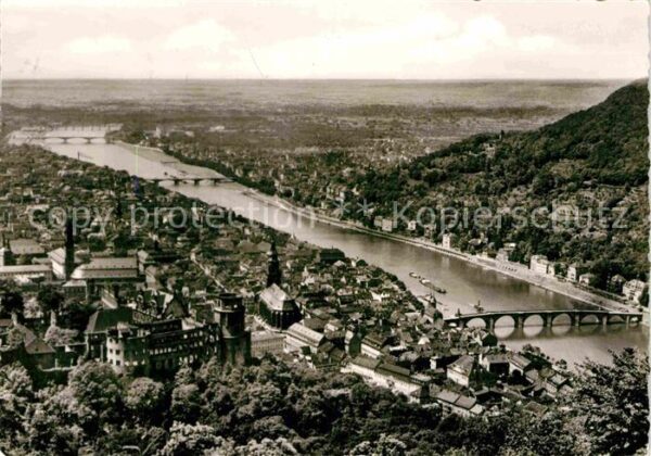 Heidelberg Neckar Panorama Blick vom Königstuhl