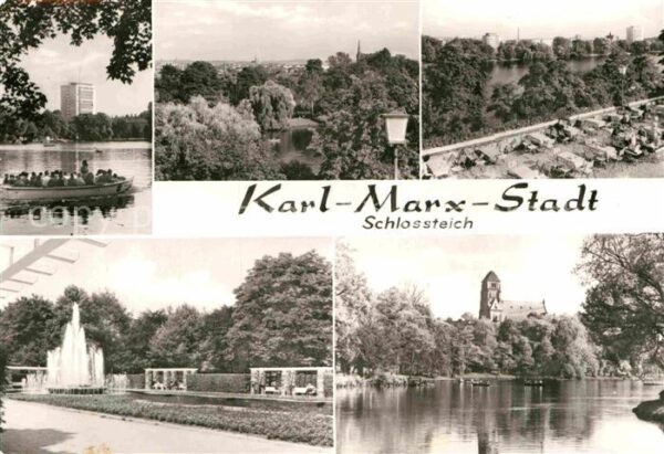 Karl-Marx-Stadt Schlossteich Parkanlagen Fontäne