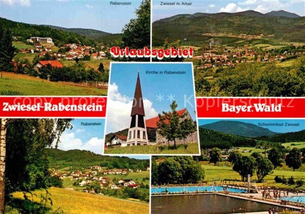 Rabenstein Zwiesel Panorama Blick zum Arber Schwimmbad Kir