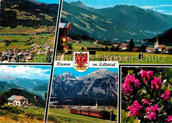 Stumm Zillertal Gesamtansicht mit Alpenpanorama Eisenba