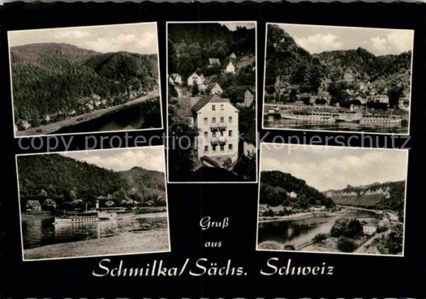 Schmilka Panorama Blick ins Elbetal Raddampfer