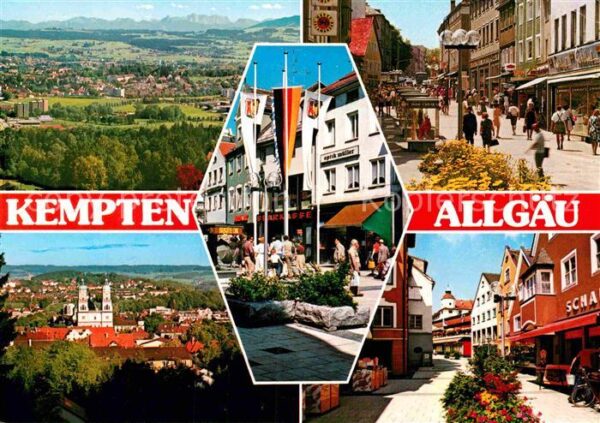 Kempten Allgaeu Innenstadt Fussgängerzone Kirche Alpenb