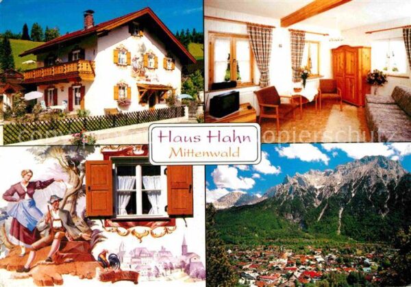 Mittenwald Bayern Pension Gästehaus Haus Hahn Fassadenmal