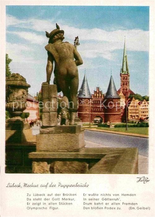 Luebeck Merkur auf der Puppenbrücke Statue Gedi