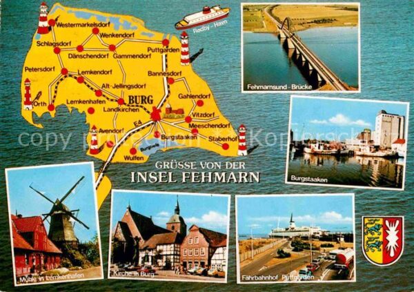 Insel Fehmarn Landkarte Fehmarnsundbrücke Burgstaaken