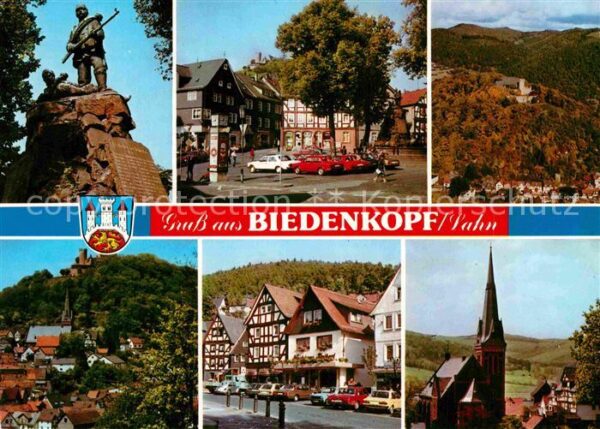 Biedenkopf Denkmal Marktplatz Ortsansicht mit Kirc
