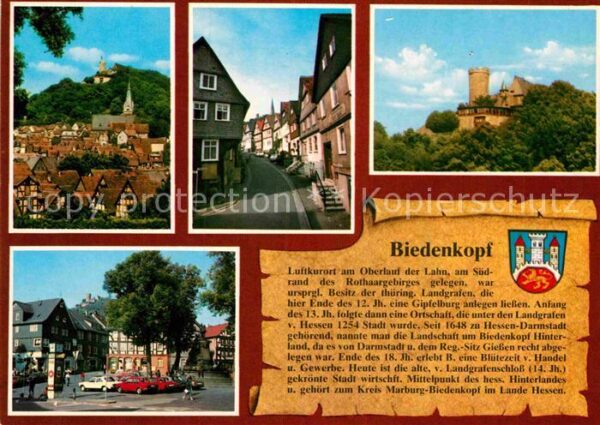 Biedenkopf Ortsansicht mit Kirche und Schloss Mark