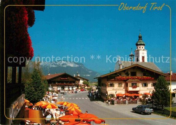 Oberndorf Tirol Ortsmotiv an der Kirche Restaurant Terr