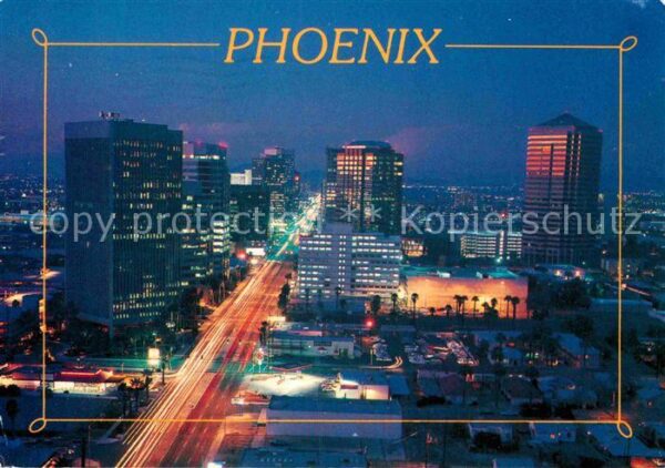 Phoenix Arizona Downtown skyscrapers sparkle in the eve