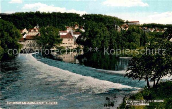 Melsungen Fulda Blick von der alten Brücke zum Lindenbe