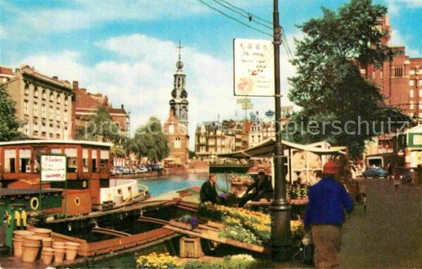Amsterdam Niederlande Singel met bloemenmarkt