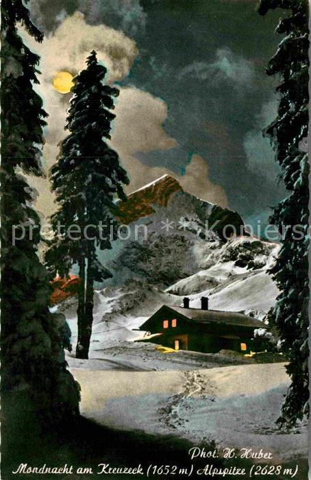 Alpspitze Mondnacht am Kreuzeck Huber Karte Nr 40