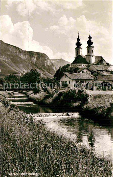 Aschau Chiemgau Partie am Bachlauf Kirche Burg Hohenasc