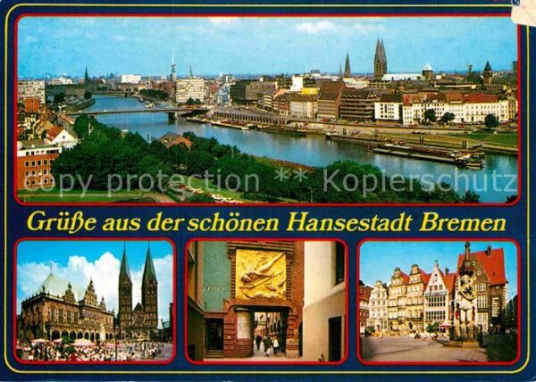 Bremen Stadtbild Blick über die Weser Marktpla