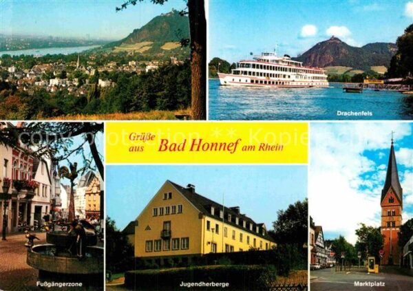 Bad Honnef Panorama Drachenfels Rheinfähre Fussgän