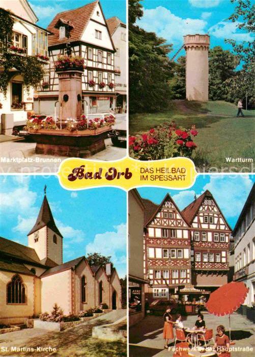 Bad Orb Marktplatz Brunnen Wartturm Kirche Fach