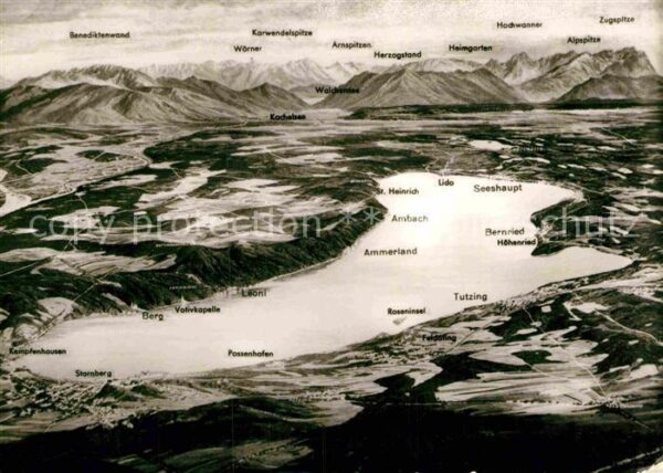 Starnbergersee und Umgebung Alpen aus der Vogelperspek