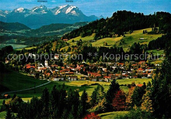 Oberstaufen Gesamtansicht mit Schweizer Hochalpen
