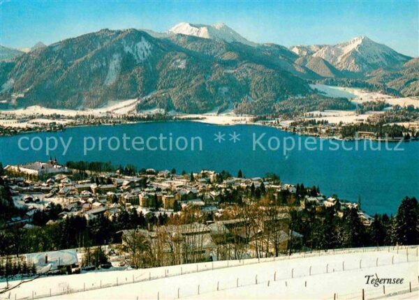Tegernsee Winterpanorama mit Hirschberg und Kampe