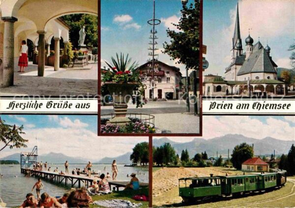 Prien Chiemsee Marktbrunnen Maibaum Ortskirche Schwimm