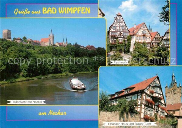 Bad Wimpfen Neckar Binnenschifffahrt Fachwerkhäuser