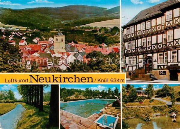 Neukirchen Knuellgebirge Stadtpanorama Fachwerkhaus Bachlauf Fre