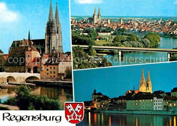 Regensburg Dom St Peter Stadtpanorama Nachtaufnahm