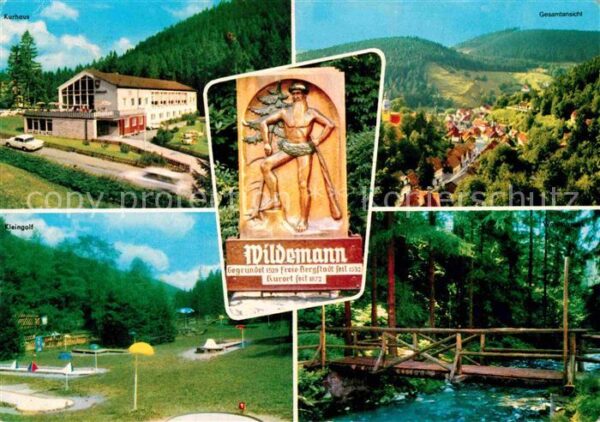 Wildemann Kurhaus Kleingolf Waldpartie Holzbrücke