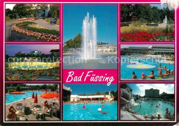 Bad Fuessing Kurpark Promenade Fontäne Thermalbad
