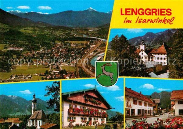 Lenggries Panorama Isartal Alpen Ortsmotive mit K