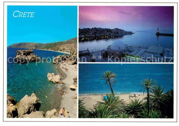 Chania Insel Kreta Panorama Küste Strand Hafen Abenddämmer