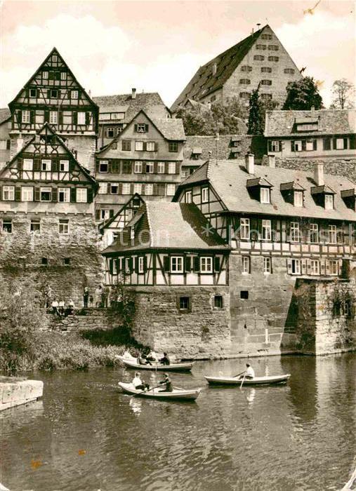 Schwaebisch Hall Häuserpartie am Kocher Bootfahren