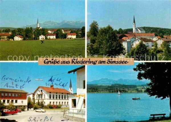 Riedering Rosenheim Ortsansicht mit Kirche Gemeindeamt Schu