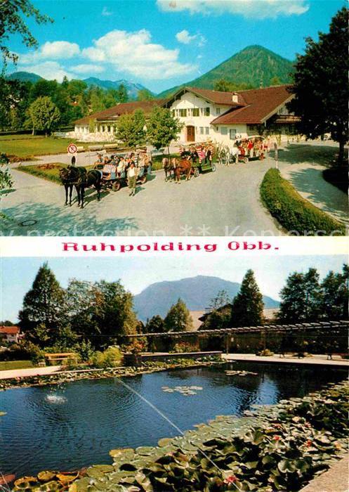 Ruhpolding Kurhaus und Kurpark Pferdewagen Seerose