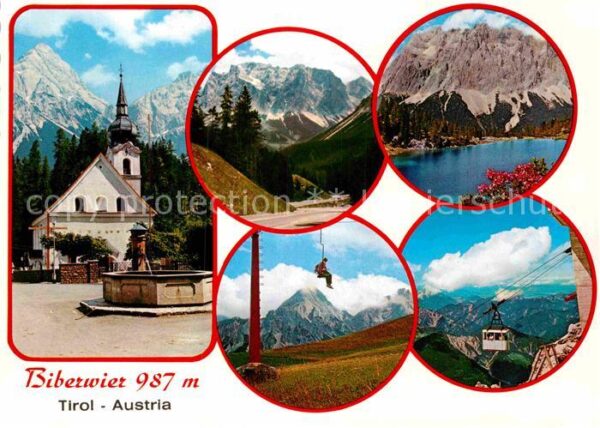 Biberwier Tirol Brunnen Kirche Bergsee Bergbahn Alpenpa