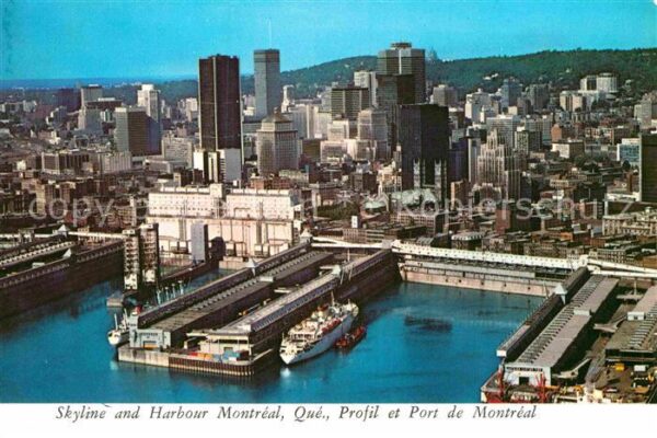 Montreal Quebec Skyline and Harbour aerial view