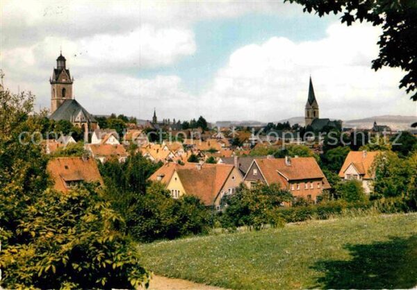 Korbach Ortsansicht mit Kirchen