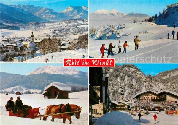 Reit Winkl Winterpanorama Alpen Skilanglauf Pferde