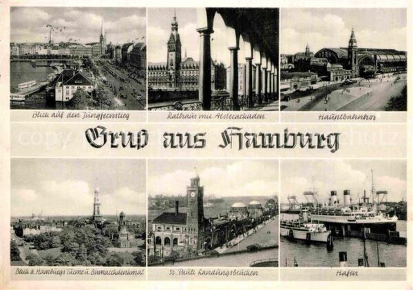 Hamburg Jungfernstieg Rathaus Alsterarkaden Bah