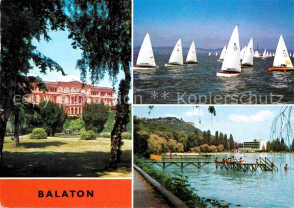 Balaton Plattensee Hotel Uferpartie am See Badesteg Segelr