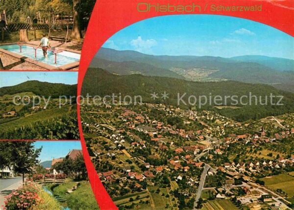Ohlsbach Fliegeraufnahme Ortspartie am Bach Wass