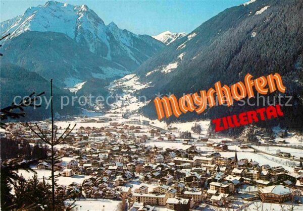 Mayrhofen Zillertal Winterpanorama mit Grünberg Zillertaler