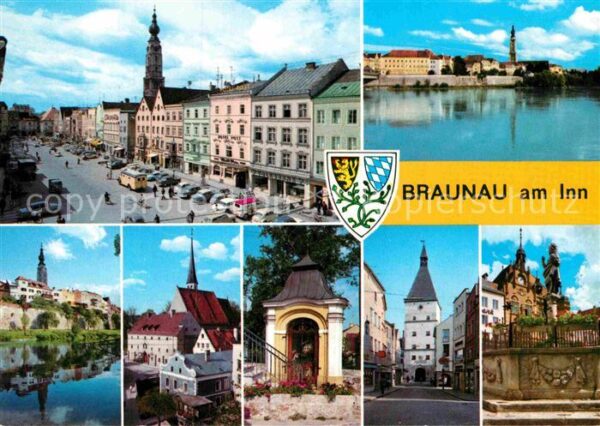 Braunau Inn Innenstadt Kirche Bildstock Turm Statue